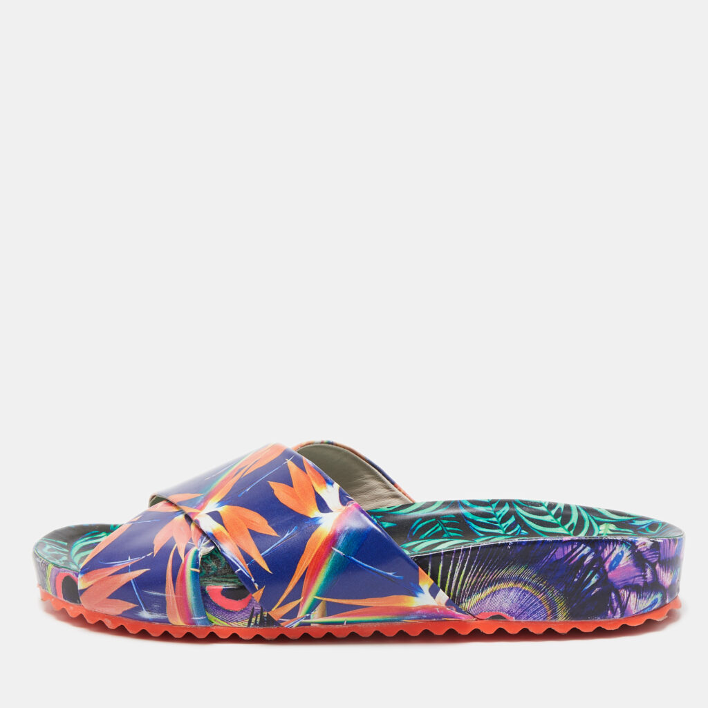 luxury-women-sophia-webster-used-shoes-p867006-001 Sophia Webster Multicolor Printed Leather Slides Size 40.5
