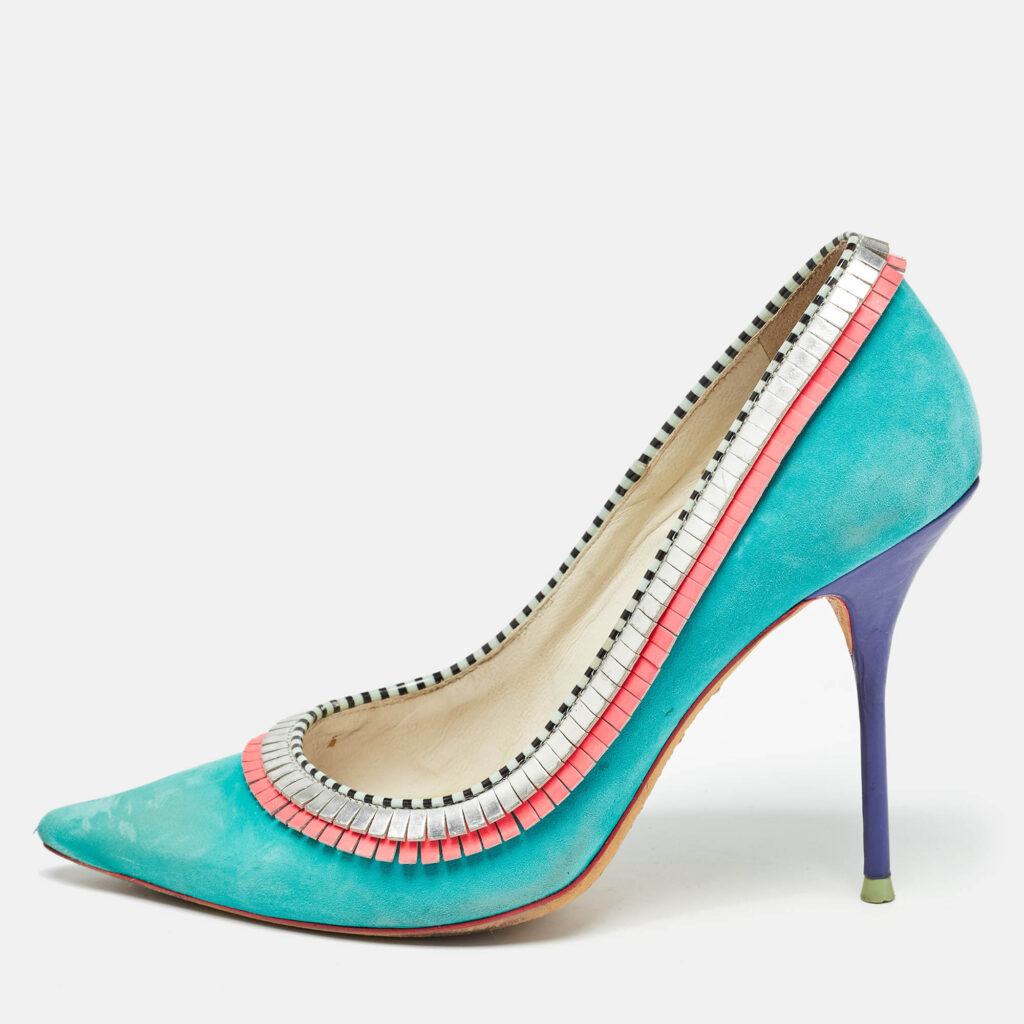 luxury-women-sophia-webster-used-shoes-p981579-003 Sophia Webster Multicolor Suede and Leather Pointed Toe Pumps Size 37
