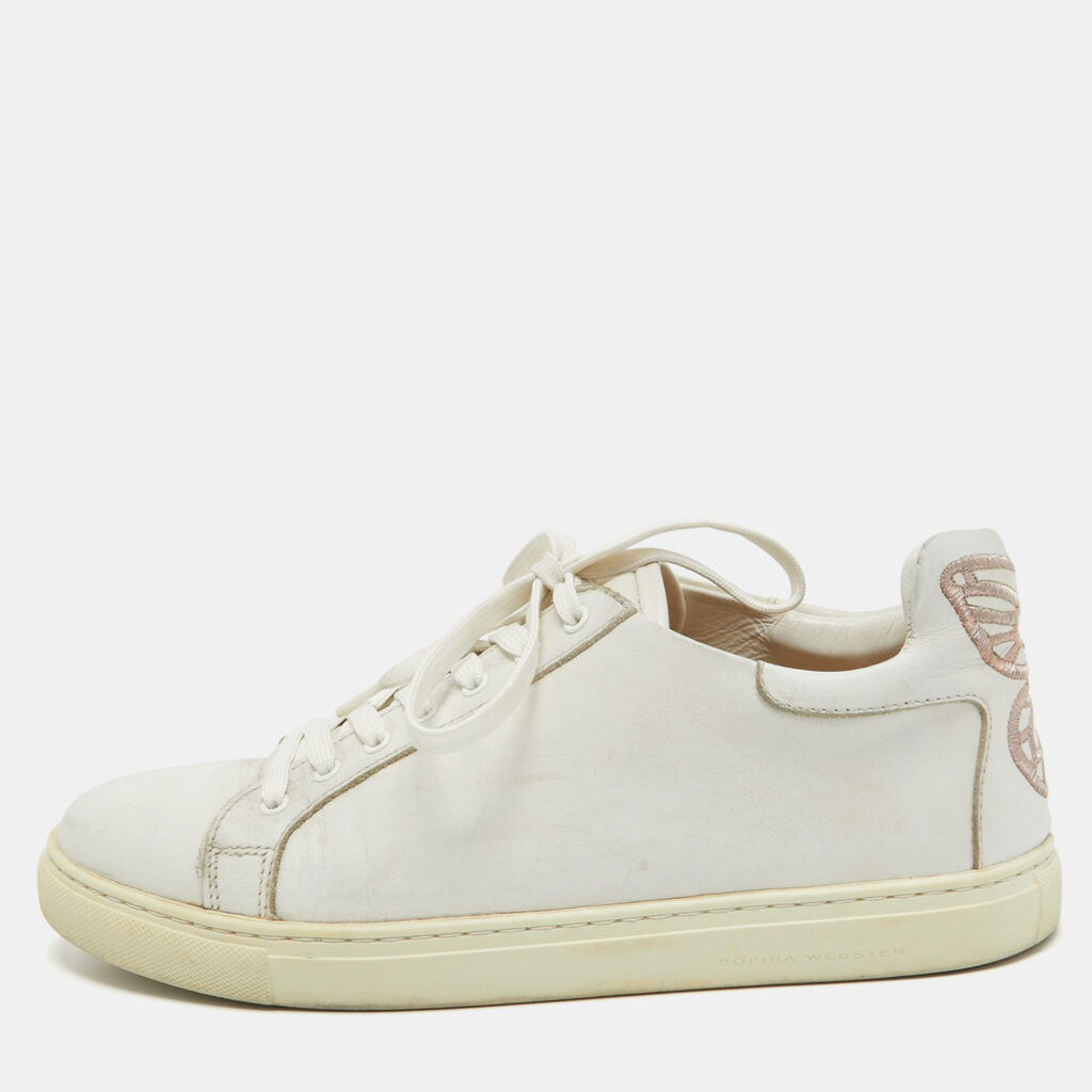 luxury-women-sophia-webster-used-shoes-p998407-001 Sophia Webster White Leather Bibi Butterfly Sneakers Size 39
