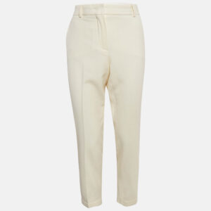Sportmax Cream Wool Skinny Formal Trousers M