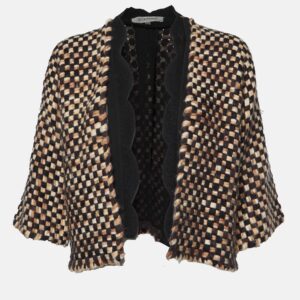 Sportmax Multicolor Checked Wool Blend Open Front Jacket S