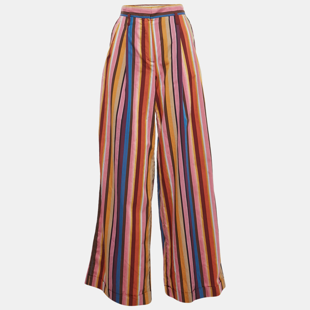 luxury-women-sportmax-used-clothes-p1108141-004 Sportmax Multicolor Striped Cotton Wide-Leg Pants XS