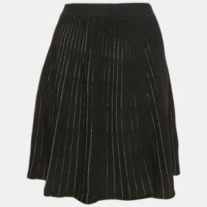 Sportmax Black Knit Pleated Mini Skirt S