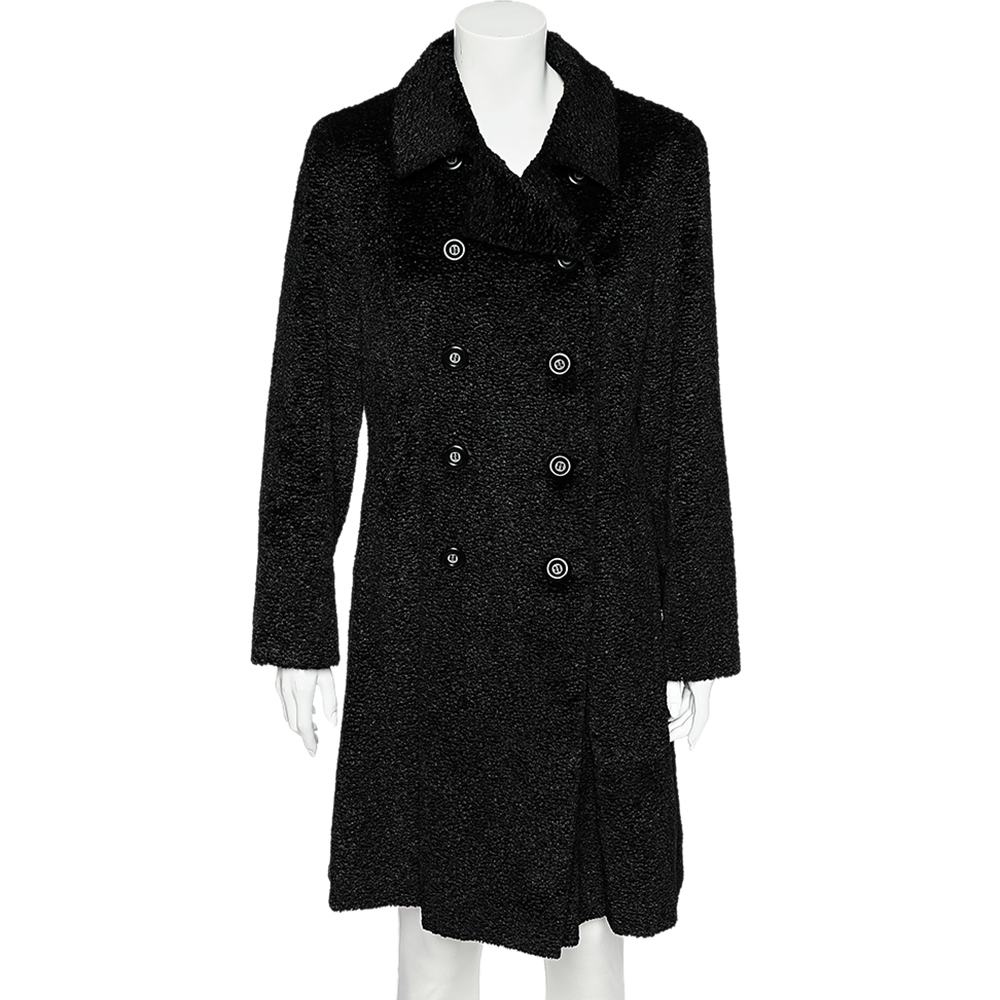 luxury-women-sportmax-used-clothes-p543186-006-2 Sportmax Black Faux Fur Double Breasted Coat M