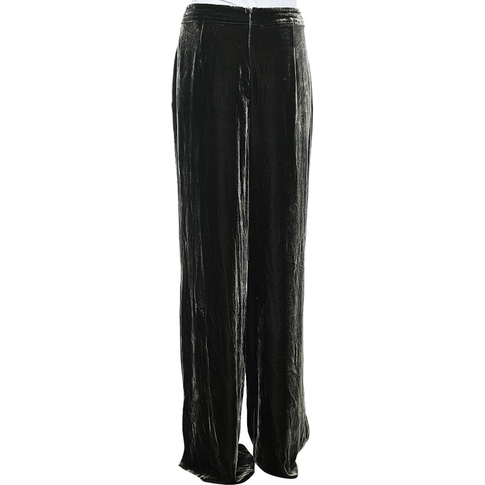 Sportmax Green Velvet Palazzo Pants L
