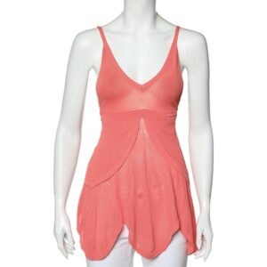 Sportmax Pink Perforated Knit Tie Back Overlay Top S