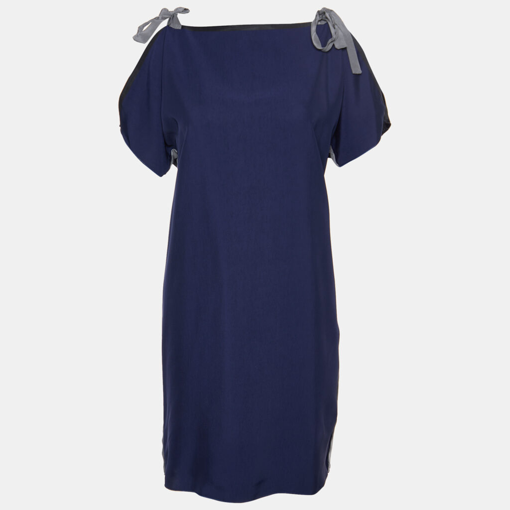 luxury-women-sportmax-used-clothes-p784942-003 Sportmax Navy Blue Jersey Bow Detail Mini Dress M