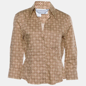 Sportmax Brown Printed Cotton Button Front Shirt M