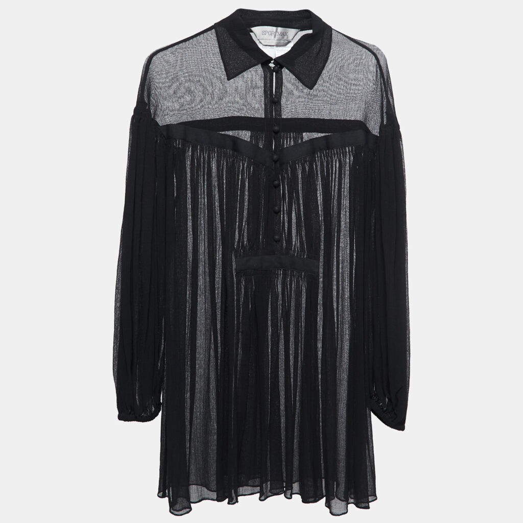 luxury-women-sportmax-used-clothes-p798752-001 Sportmax Black Cotton Gauze Long Sleeve Tunic XS