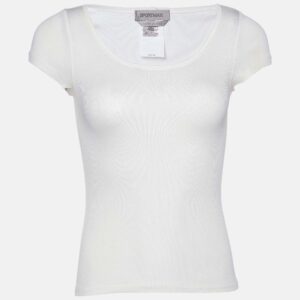 Sportmax Off White Cotton Knit Short Sleeve T-Shirt S