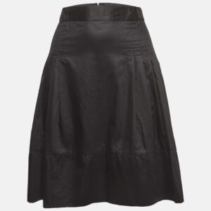 Sportmax Black Cotton Pleated Knee Length Skirt M