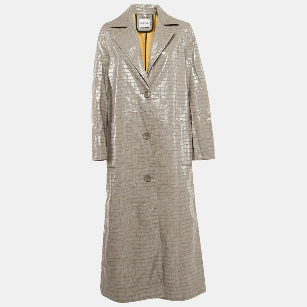 luxury-women-stand-studio-used-clothes-p1101437-003 Stand Studio Grey Crocodile Skin Pattern Faux Leather Haylo Coat S