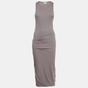 Standard James Perse Grey Jersey Ruche Sleeveless Midi Dress S