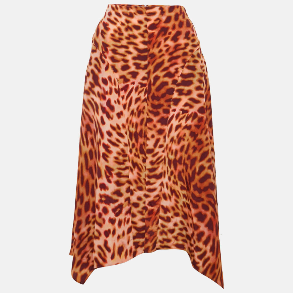 luxury-women-stella-mccartney-new-clothes-p1127572-001 Stella McCartney Pink/Brown Leopard Print Silk Midi Skirt XXS