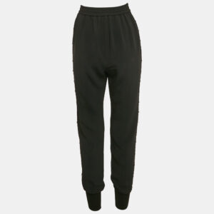 Stella McCartney Black Crepe Lace Trimmed Trousers S