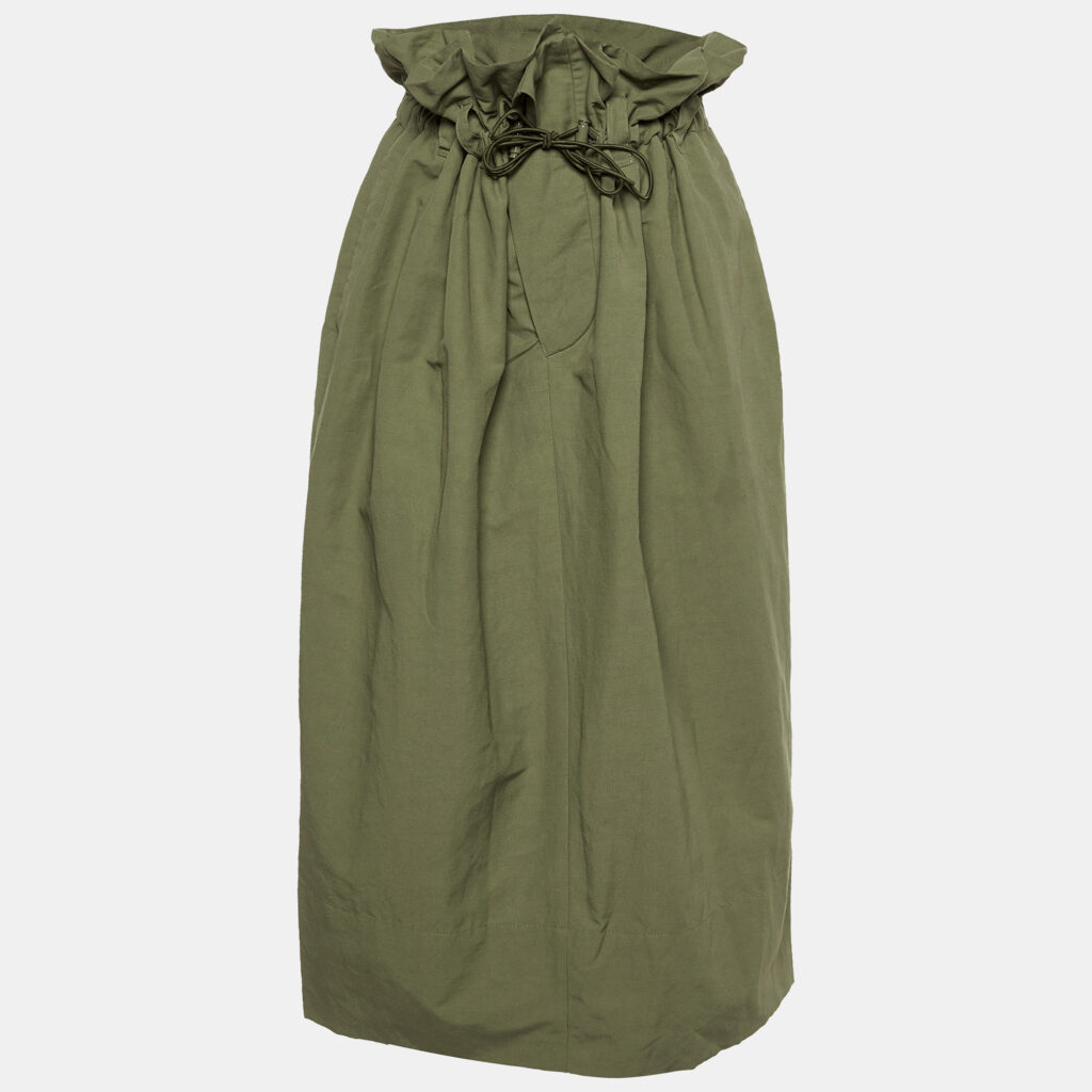 luxury-women-stella-mccartney-new-clothes-p1148014-001.jpg Stella McCartney Khaki Green Cotton Blend Paperbag Midi Skirt M