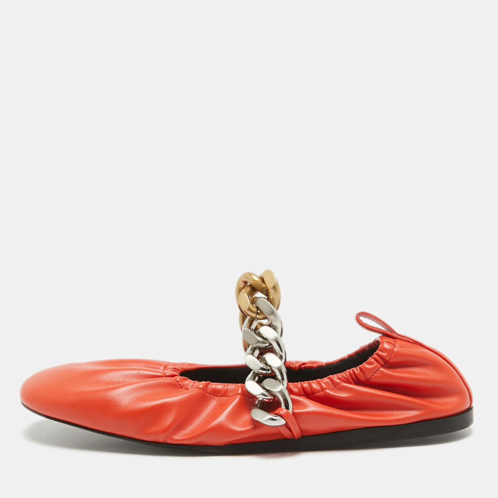 luxury-women-stella-mccartney-new-shoes-p1046567-001 Stella McCartney Orange Faux Leather Falabella Soft Ballet Flats Size 36