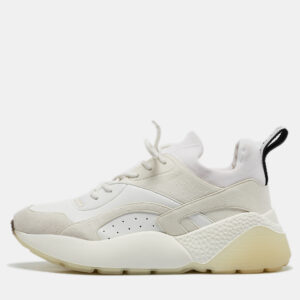 Stella McCartney White/Grey Faux Leather and Faux Suede Eclypse Lace Up Sneakers Size 41