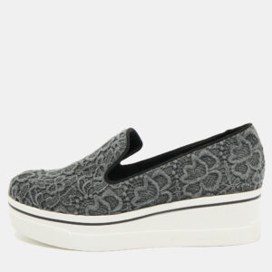 Stella McCartney Grey Embroidered Denim Binx Sneakers Size 41