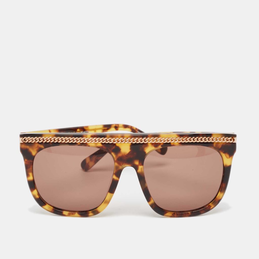 luxury-women-stella-mccartney-used-accessories-p1074117-001 Stella McCartney Tortoise Brown Falabella Chain Square Sunglasses