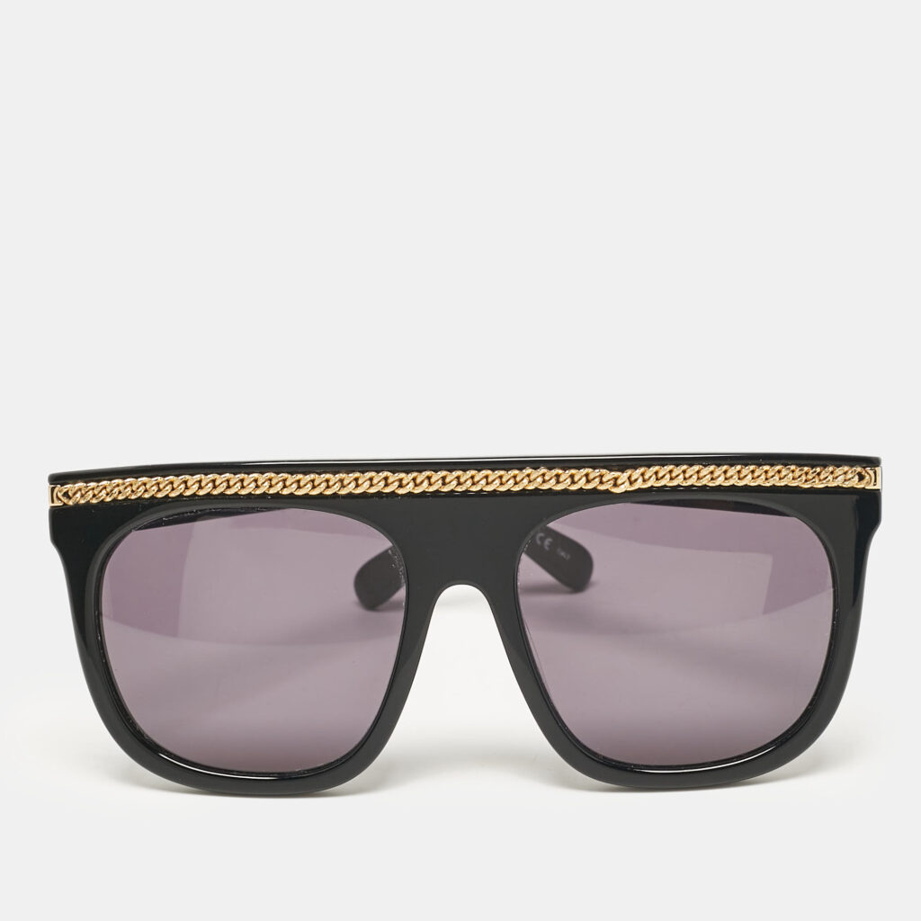 luxury-women-stella-mccartney-used-accessories-p1077672-001 Stella McCartney Black Falabella Chain Square Sunglasses