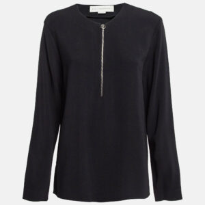 Stella McCartney Black Crepe Zip-Up Blouse M