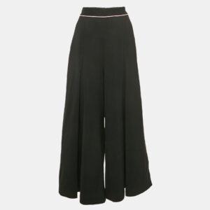 Stella McCartney Black Wool Pleated Wide Leg Pants S