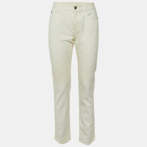Stella McCartney Ivory Star Embroidered Cotton Slim Fit Jeans M/Waist 32"