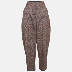 Stella McCartney Pink Houndstooth Wool Cropped Pants M