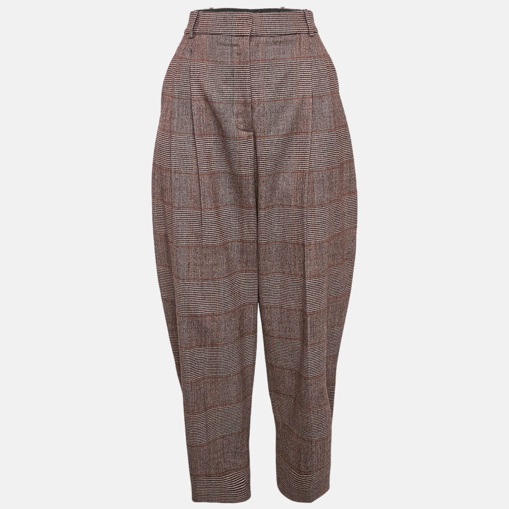 luxury-women-stella-mccartney-used-clothes-p1092039-007 Stella McCartney Pink Houndstooth Wool Cropped Pants M