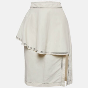 Stella McCartney Off-White Cotton Blend Flounce Knee-Length Skirt S
