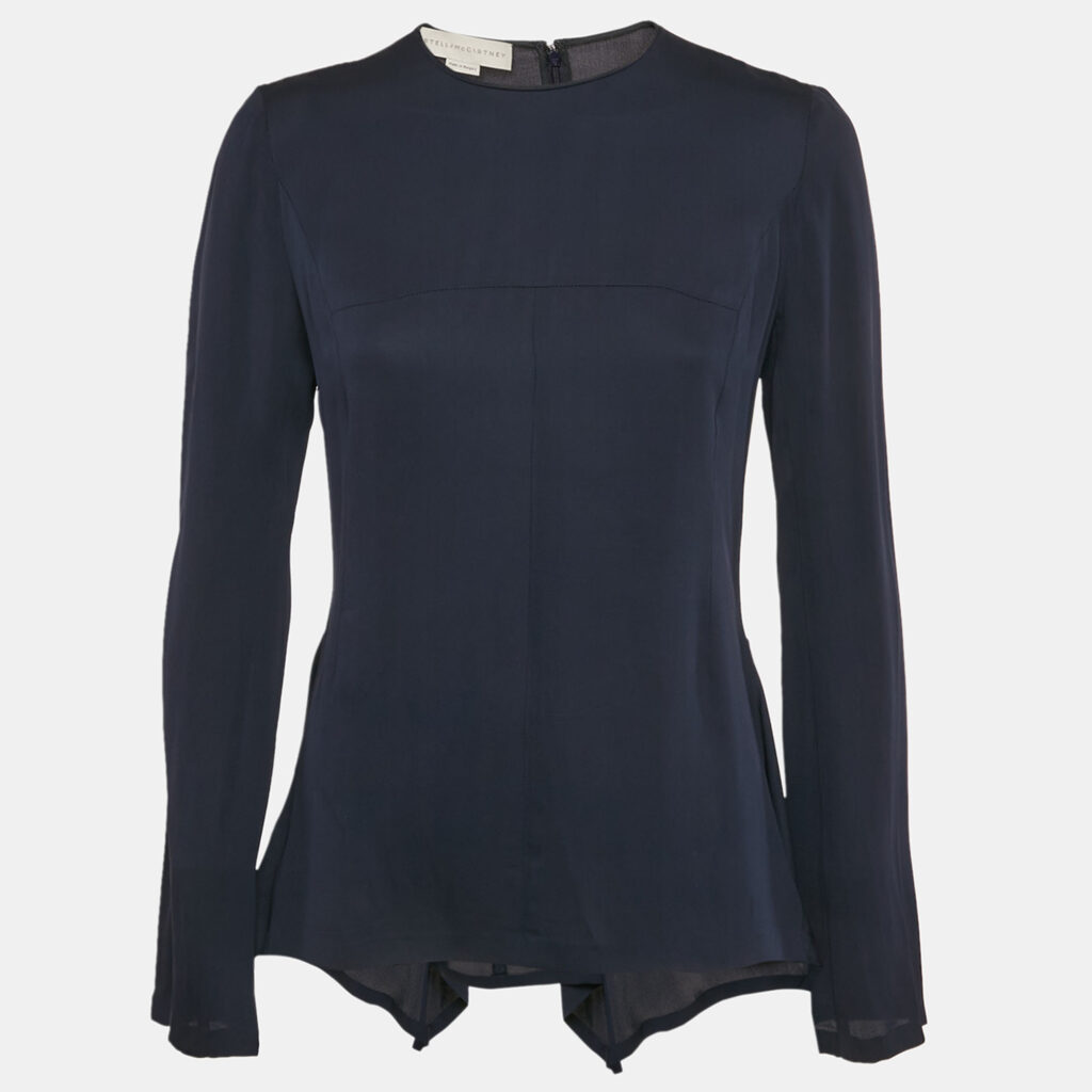 luxury-women-stella-mccartney-used-clothes-p1102763-002 Stella McCartney Navy Blue Crepe Asymmetric Top S