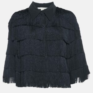 Stella McCartney Black Tasseled Chiffon Shirt L
