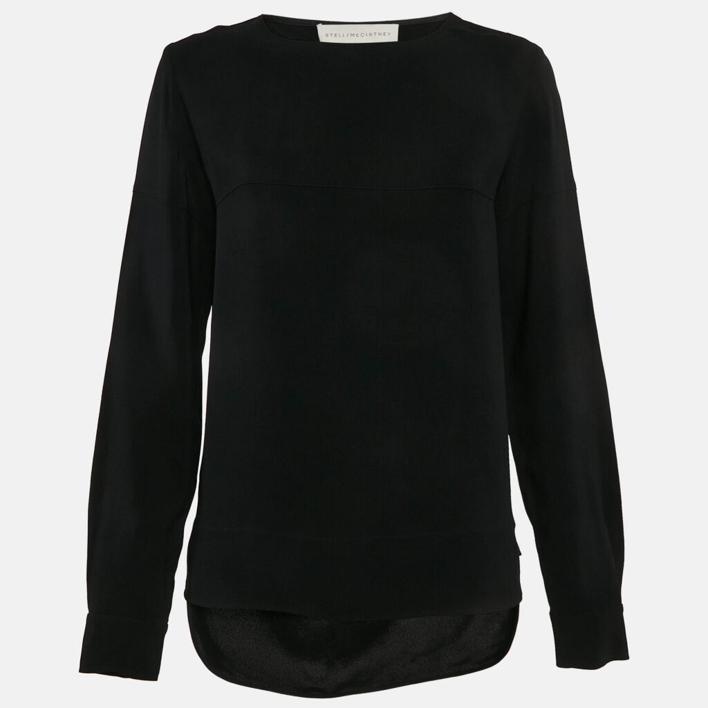 Stella McCartney BlacK Crepe High-Low Blouse S