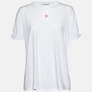 Stella McCartney White Cotton Star Embroidered Crew Neck T-Shirt M