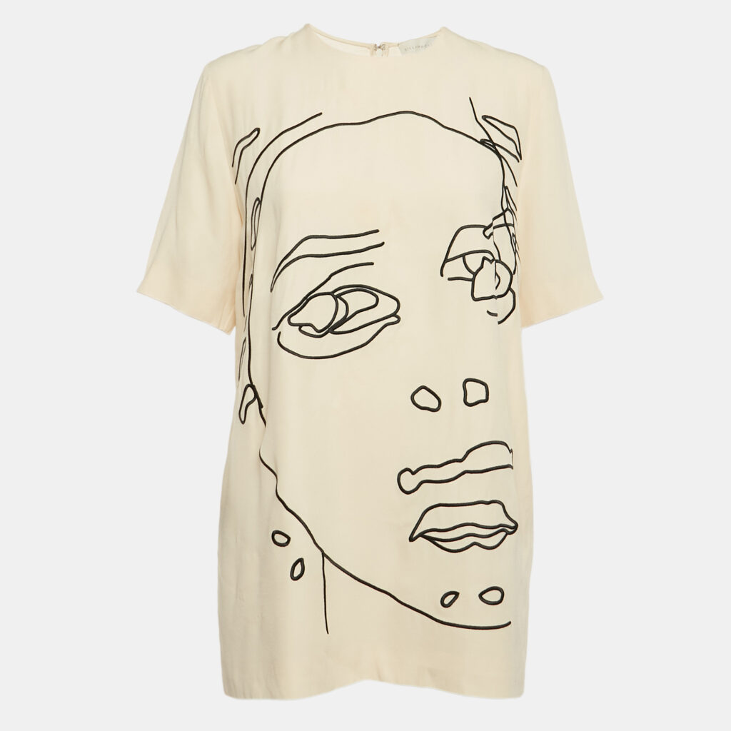 luxury-women-stella-mccartney-used-clothes-p1108711-001 Stella McCartney Cream Embroidered Crepe Mini Dress S