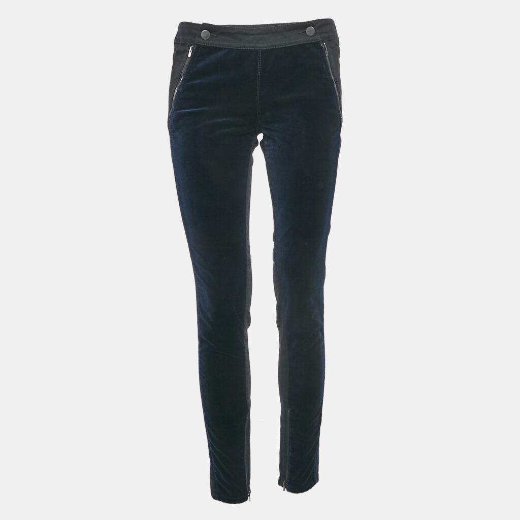 luxury-women-stella-mccartney-used-clothes-p1112628-002 Stella McCartney Black/Blue Denim and Velvet Jeans M Waist 28"