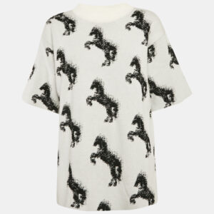 Stella McCartney Grey Pixel Horse Intarsia Knit Sweatshirt M