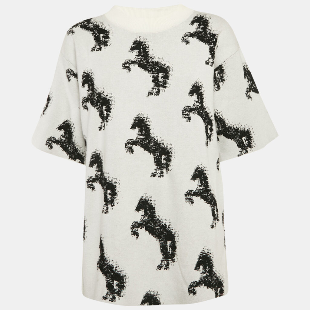 luxury-women-stella-mccartney-used-clothes-p1114198-003 Stella McCartney Grey Pixel Horse Intarsia Knit Sweatshirt M