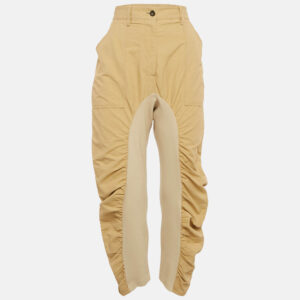 Stella McCartney Brown Cotton Blend Ruched Trousers M