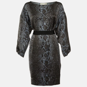 Stella McCartney Grey Snake Print Silk Satin Mini Dress M