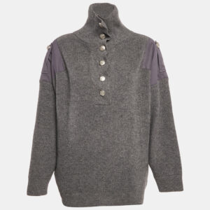 Stella McCartney Grey Wool High Neck Patch Detail Jumper M