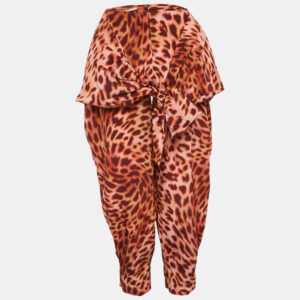 Stella McCartney Multicolor Animal Print Silk Tie-Up Trousers XS