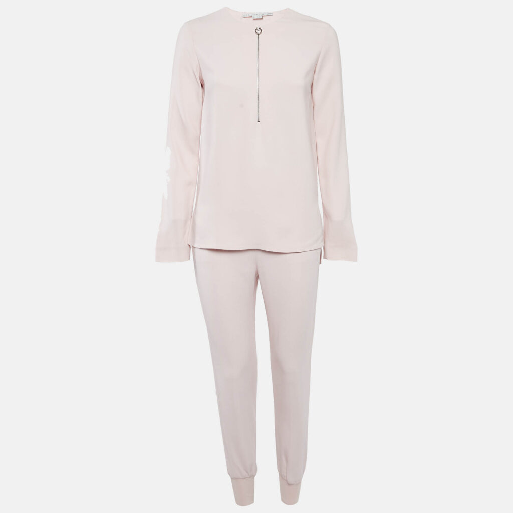luxury-women-stella-mccartney-used-clothes-p1128332-001 Stella McCartney Light Pink Crepe Top and Pants Set XXS