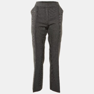 Stella McCartney Black Patterned Wool and Cotton Straight Leg Trousers M