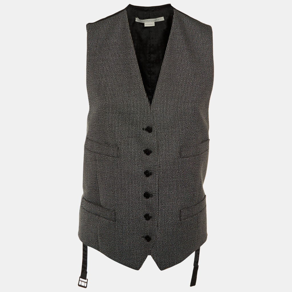 luxury-women-stella-mccartney-used-clothes-p1138676-001 Stella McCartney Charcoal Grey Patterned Wool Sleeveless Vest S