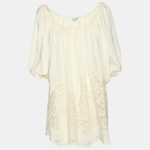 Stella McCartney White Silk Broderie Anglaise Blouse S