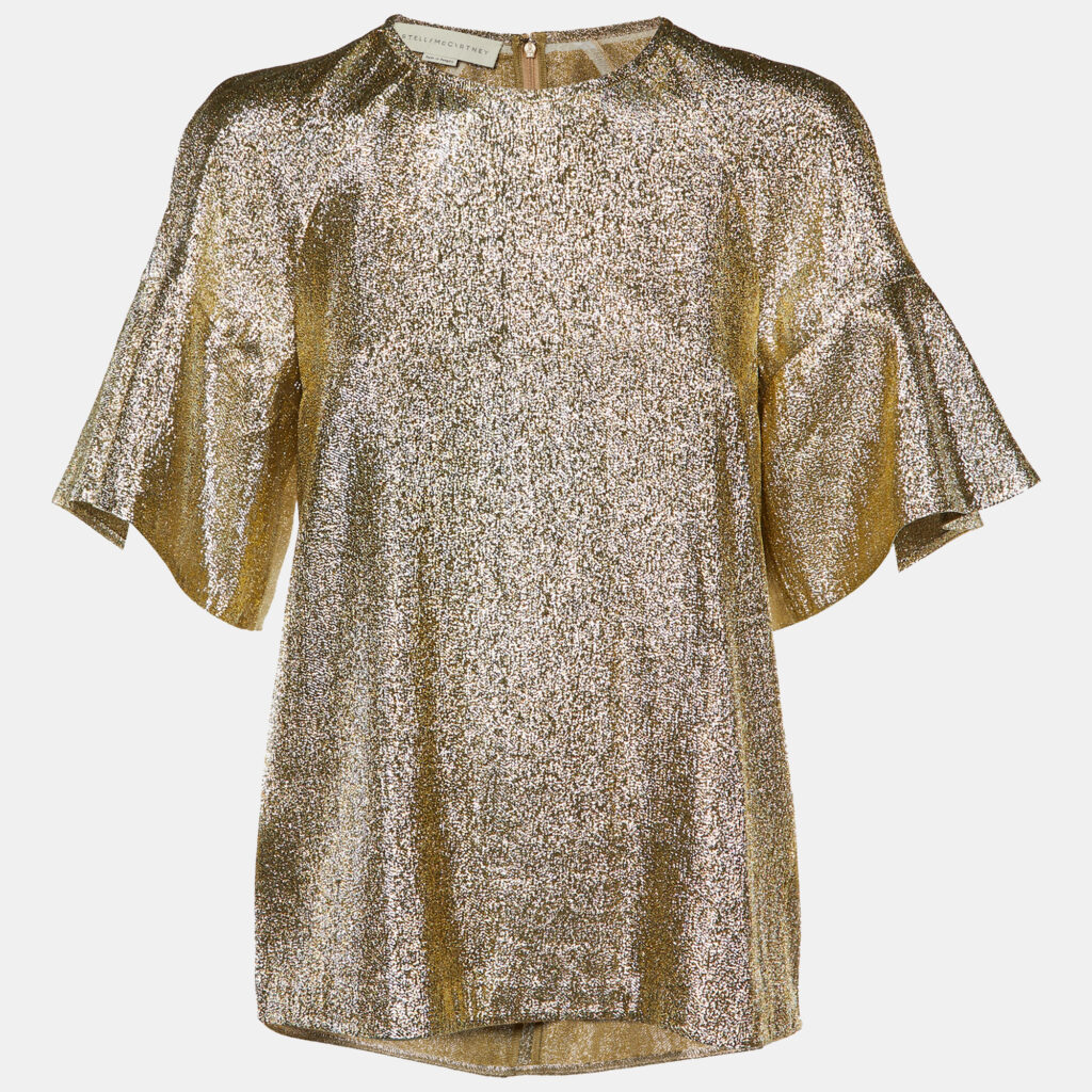 Stella McCartney Gold Lame Flared Sleeve Top M
