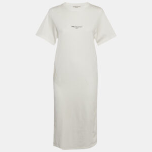 Stella McCartney White Logo Print Cotton Knit T-Shirt Dress S