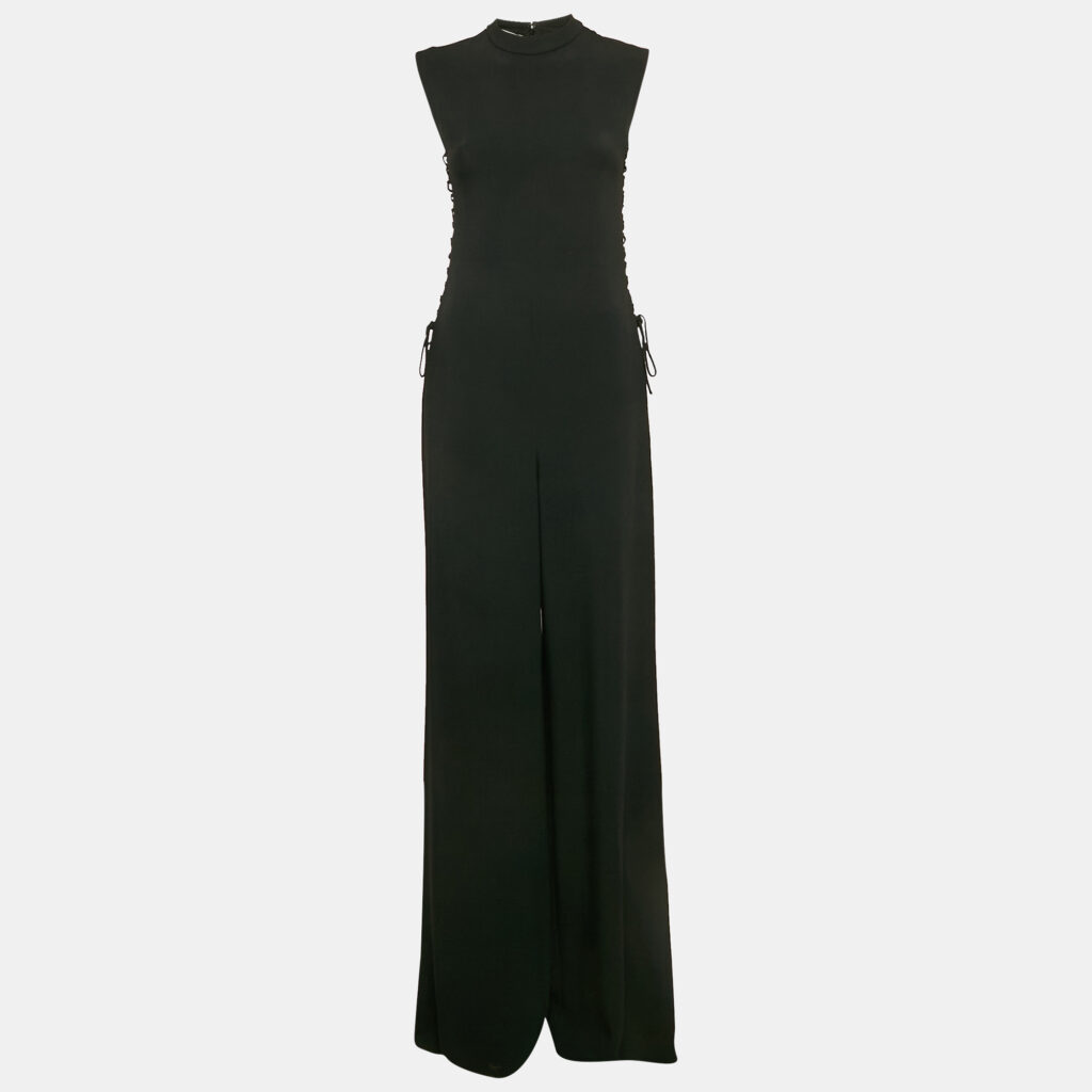 luxury-women-stella-mccartney-used-clothes-p1149067-002 Stella McCartney Black Crepe Tie Detail Sleeveless Jumpsuit S